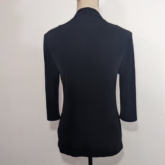 Chico's Travelers Black 3/4 Sleeve Open Slinky Knit Cardigan Sz 0 US S - Picture 7 of 12